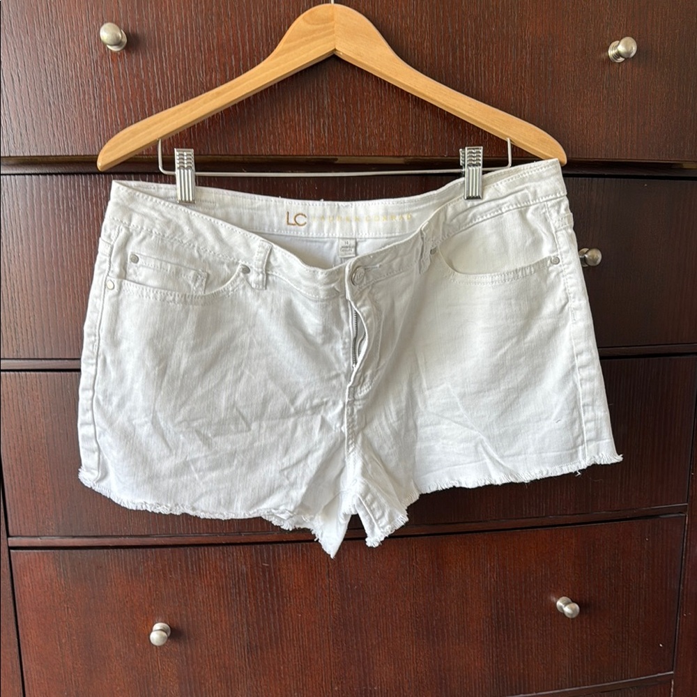 LC Lauren Conrad White Jean Shorts Distressed Hem